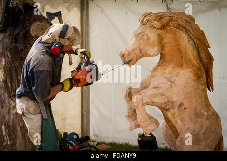 Knutsford, Cheshire, Royaume-Uni, le 29 août, 2015. Le 11ème concours de sculpture à la tronçonneuse English Open Jeu Cheshire & Country Fair Banque D'Images