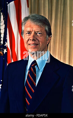 Jimmy Carter, portrait du 39e Président des Etats-Unis, Janvier 1977 Banque D'Images
