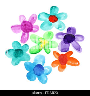 Bouquet de fleurs Aquarelle multicolore sur l'isolé sur fond blanc Banque D'Images