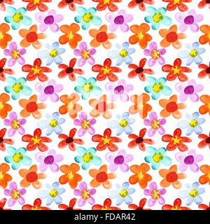 Aquarelle fleurs de différentes couleurs - floral background transparent Banque D'Images