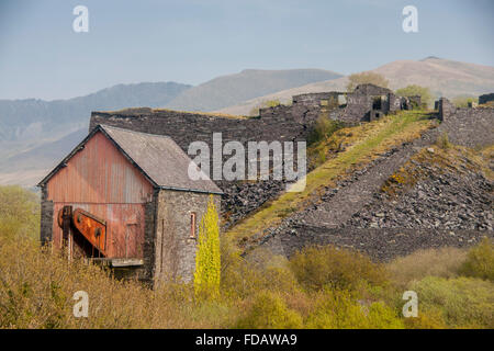 Faisceau Cornish Engine House Dorothea Ardoise Talysarn Gwynedd le Parc National de Snowdonia North Wales UK Banque D'Images
