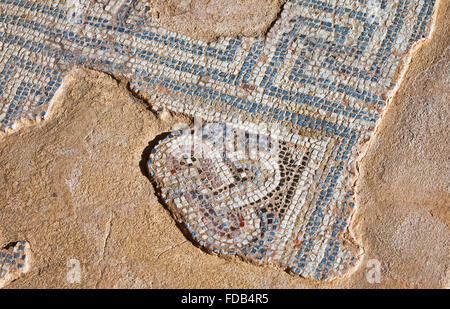 Close-up fragment de mosaïque de Kourion, Chypre Banque D'Images