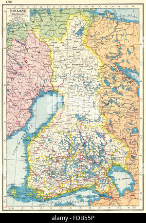 Finlande : La Finlande Suomi. HARMSWORTH, 1920 carte vintage Banque D'Images
