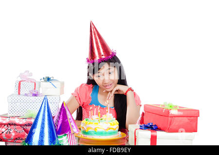 1 Jeune Fille célébrations d'Anniversaire Banque D'Images