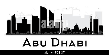 Abu Dhabi City skyline silhouette noir et blanc. Vector illustration. Concept simple pour le tourisme, la bannière de présentation Illustration de Vecteur