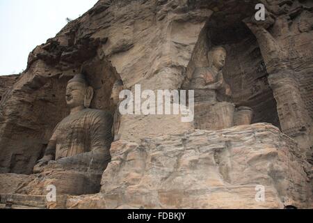 La Chine dans la province du Shanxi Datong City Zhenbian Château Grottes de Yungang Banque D'Images