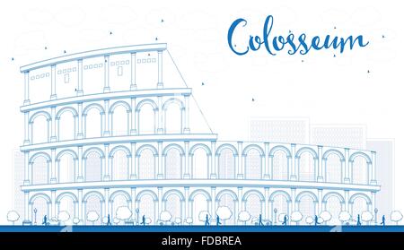 Contours du Colisée à Rome. L'Italie. Vector illustration. Les voyages d'affaires et de tourisme avec le concept de repère historique. Illustration de Vecteur