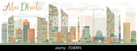 Résumé Abu Dhabi City Skyline avec la couleur des bâtiments. Vector Illustration. Les voyages d'affaires et tourisme Concept Illustration de Vecteur