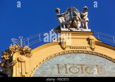 La façade du Grand Hotel Evropa Prague place Venceslas Prague République tchèque Banque D'Images