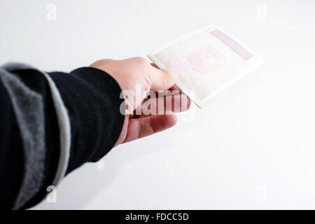 Carte d'identité italienne et fond blanc Banque D'Images