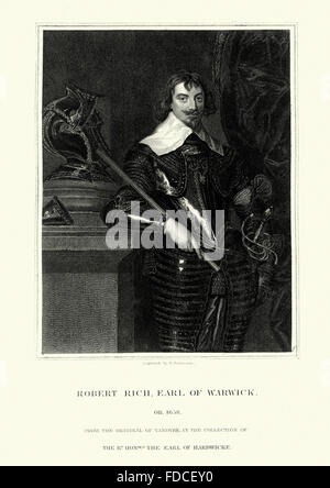 Robert Rich, 2 comte de Warwick (5 juin 1587 - 19 avril 1658) était un administrateur colonial français, l'amiral, et Puritan. Banque D'Images