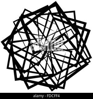 Abstract spirograph comme forme avec la rotation des places, élément de design monochrome twirling Illustration de Vecteur