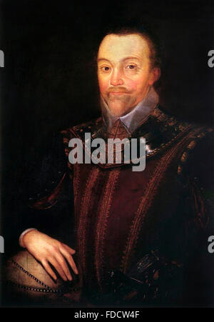 Sir Francis Drake, portrait par Marcus Gheeraerts der Jüngere, peint quelque temps après 1590 Banque D'Images