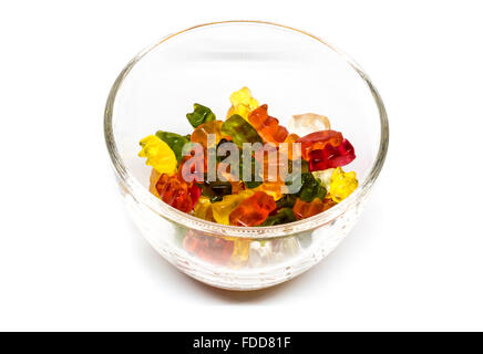 Gummy Bear bonbons dans un bol en verre Banque D'Images