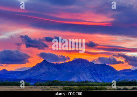 Coucher du soleil en Alberta Foothills country Banque D'Images