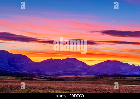 Coucher du soleil en Alberta Foothills country Banque D'Images