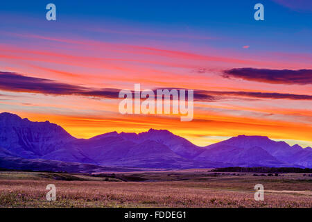 Coucher du soleil en Alberta Foothills country Banque D'Images