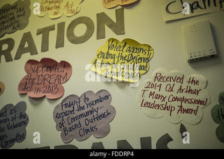 Des Moines, Iowa, USA. Jan 30, 2016. Photos à l'intérieur du détail de l'administration centrale de la campagne présidentielle le sénateur Bernie Sanders, à Des Moines, Iowa, le 30 janvier 2016. © Bill Putnam/ZUMA/Alamy Fil Live News Banque D'Images