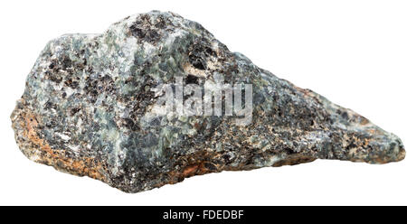 Spécimen de la roche naturelle pierre de gneiss migmatiques (Migmatite) avec quartz, mica biotite, isolé sur fond blanc Banque D'Images