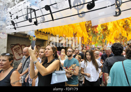 Août fêtes à Gracia. Barcelone, Catalogne, Espagne. Banque D'Images