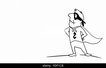 Caricature de l'homme super drôle sur fond blanc Banque D'Images