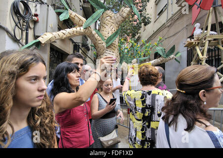 Août fêtes à Gracia. Barcelone, Catalogne, Espagne. Banque D'Images