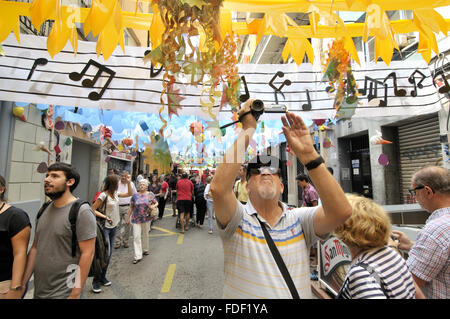 Août fêtes à Gracia. Barcelone, Catalogne, Espagne. Banque D'Images