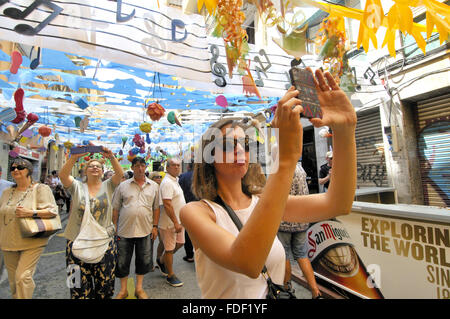 Août fêtes à Gracia. Barcelone, Catalogne, Espagne. Banque D'Images