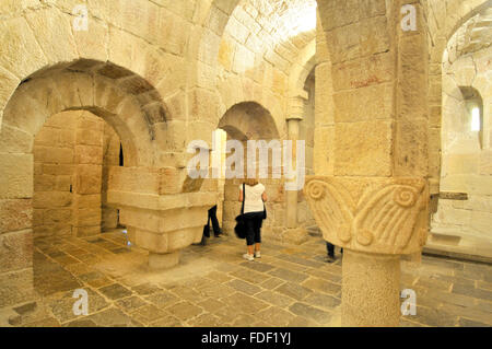 Crypte, Monastère de San Salvador, Leyre, Navarre, Espagne Banque D'Images