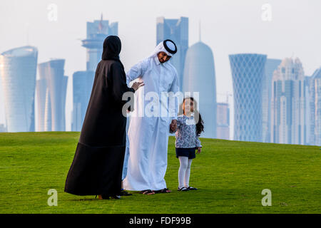 Groupe Famille qatari, Doha, Qatar Banque D'Images