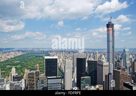 New York, États-Unis d'Amérique : Manhattan et Central Park à partir du haut de la roche Banque D'Images