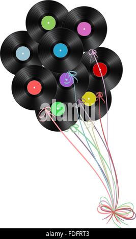 Disques vinyle que ballons sur fond blanc Illustration de Vecteur