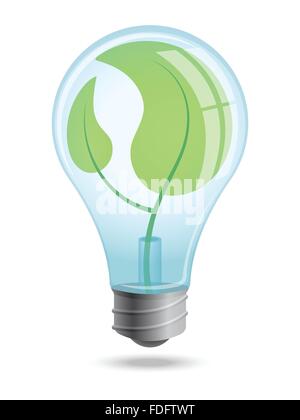 Ampoule avec les jeunes pousses de plantes à l'intérieur de l'enceinte. Illustration de Vecteur