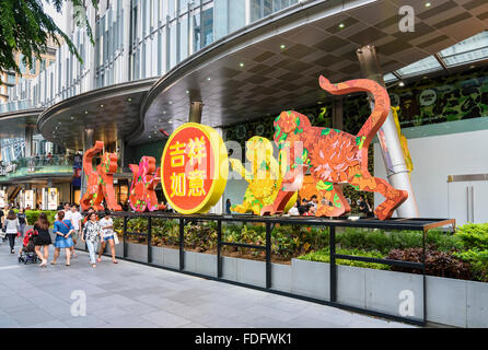 2016 Nouvel An chinois de l'extérieur de la décoration de la rue Monkey Mandarin Gallery, Orchard Road, à Singapour Banque D'Images