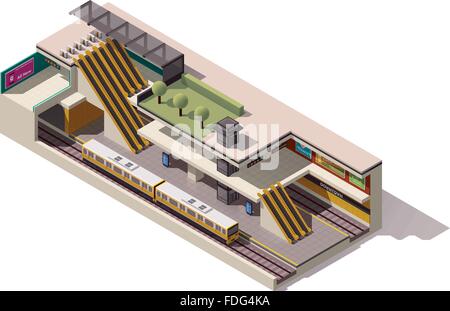 La station de métro isométrique vectoriel section croisée Illustration de Vecteur