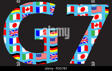 G7 modèle de l'icône de drapeau. Pays du monde, structure internationale, signe ou symbole grand sommet. Vector art abstract inhabituelle Banque D'Images