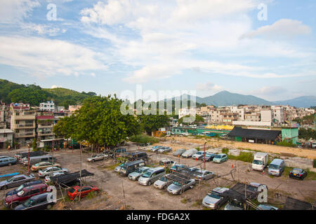 Parking et un village de campagne de Hong Kong Banque D'Images