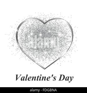 Coeur d'argent en cadeau le jour de Valentines Illustration de Vecteur