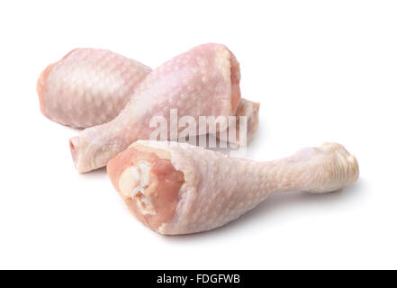 Pilons de poulet frais isolated on white Banque D'Images