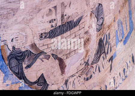 Fresque de la Vierge Marie et de la naissance du Christ au monastère Akhtamar en lac Van, en Turquie. Banque D'Images