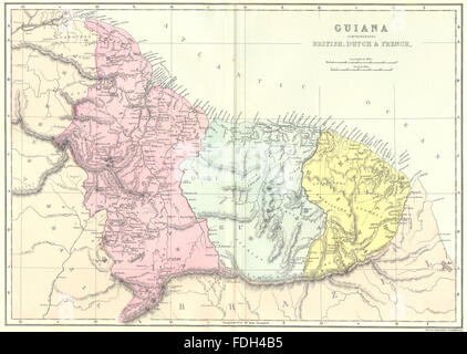 GUYANA Guyana : British,Dutch & Guyane Guyane Surinam. Bacon, 1895 map Banque D'Images