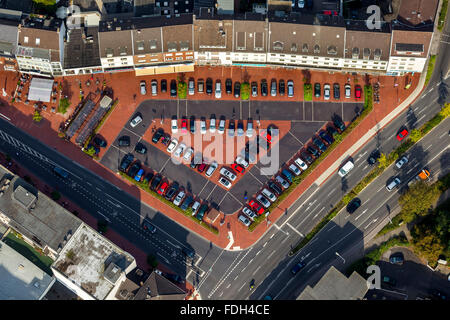 Vue aérienne, parking triangulaire Am Neutor, Dinslaken, Ruhr, Bas-rhin, Rhénanie du Nord-Westphalie, Allemagne, Europe, antenne Banque D'Images