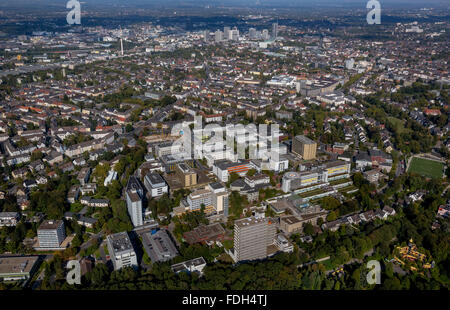 Vue aérienne, l'Hôpital universitaire d'Essen, hôpital, hôpital, Essen, Ruhr, Rhénanie du Nord-Westphalie, Allemagne, Europe, vue aérienne, Banque D'Images