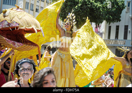 Rio de Janeiro, Brésil. Jan 31, 2016. La foule des fêtards rues pendant une fête de quartier sur Boitata rue Cordon d'un des premiers événements avant le carnaval commence le 31 janvier 2016 à Rio de Janeiro, Brésil. Banque D'Images