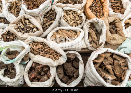 Les herbes médicinales pour la vente à la production de gros Manzini et marché artisanal au Swaziland, l'Afrique Banque D'Images