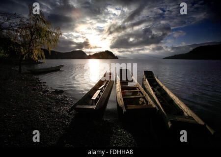 Lugu Lake Landscape Yunan Province Chine Banque D'Images