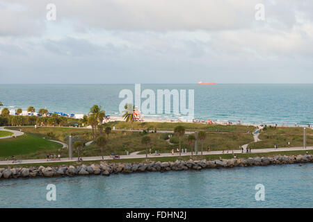 Plage de South Pointe, Miami Banque D'Images