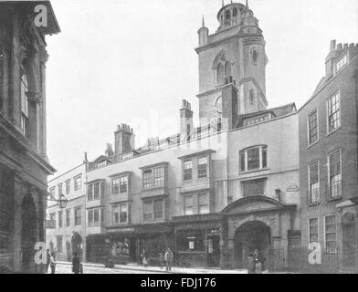 Londres : Fore Street- Tour de l'église St Giles Cripplegate, antique print, 1896 Banque D'Images