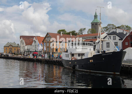 Bateaux amarrés dans le port, Stavanger, Norvège Banque D'Images