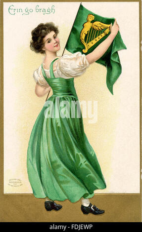 Le jour de rue Patrick Vintage postcard - Erin go Bragh Banque D'Images